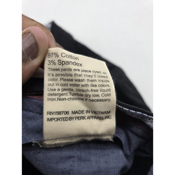 Perk Pants Mens 35x30 Black Slim Fit Stretch Casual Chino Trousers Modern - Picture 6 of 8